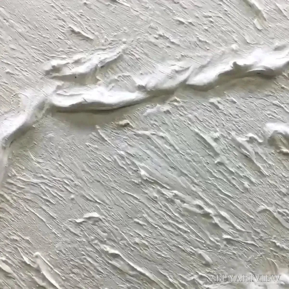 ARTOVITAS White Wave – Textured Minimalist Coastal Abstract Painting in White and Beige - image 3
