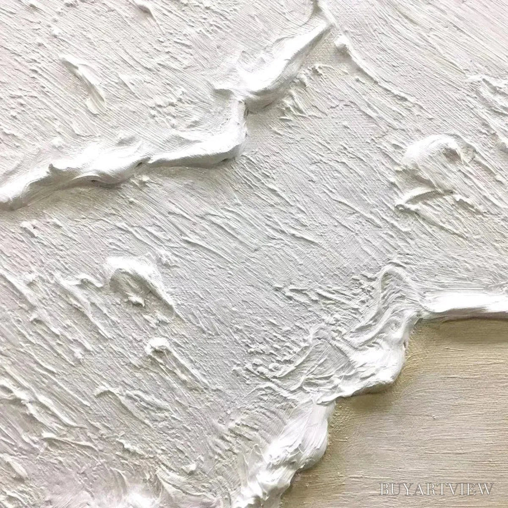 ARTOVITAS White Wave – Textured Minimalist Coastal Abstract Painting in White and Beige - image 5
