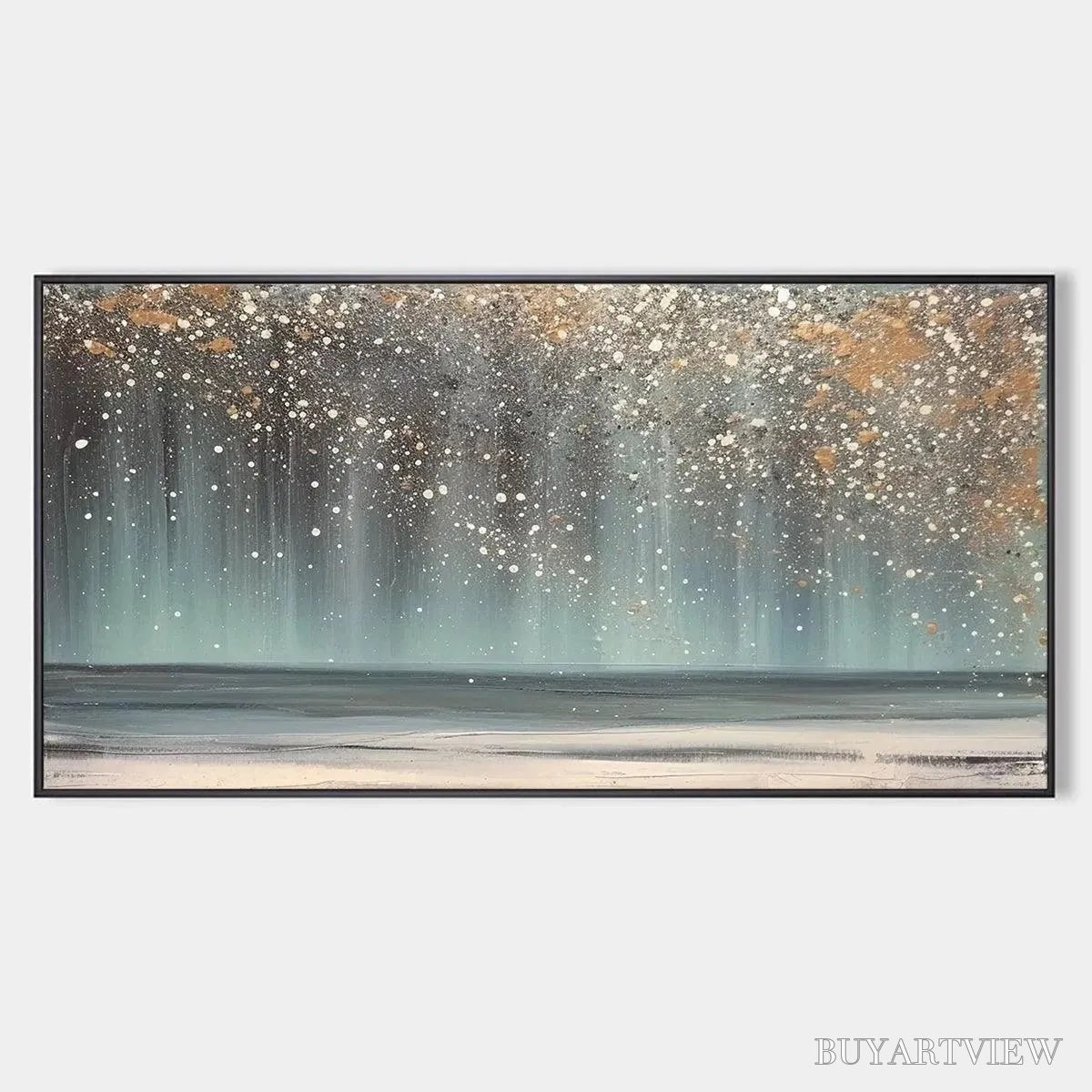ARTOVITAS Aurora Dust – Textured Abstract Ocean Painting with Gold Accents - image 1