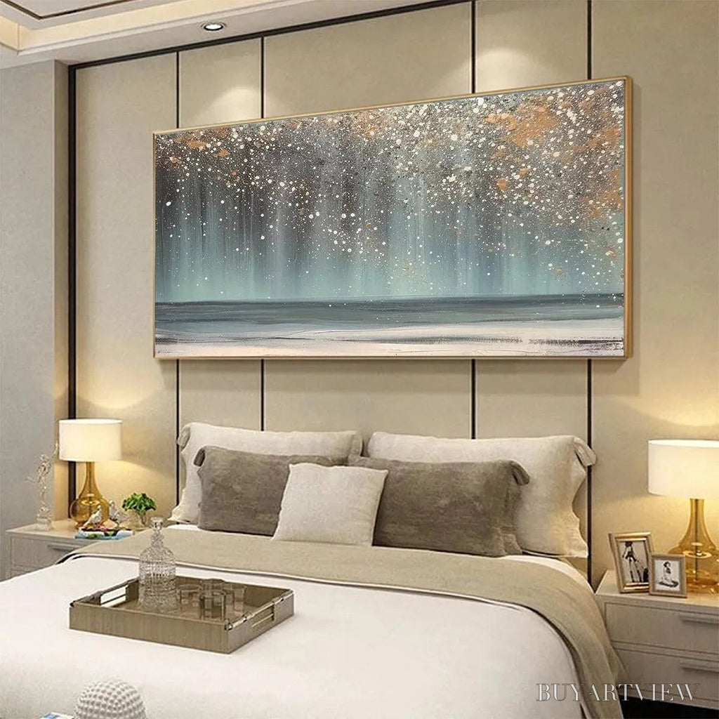ARTOVITAS Aurora Dust – Textured Abstract Ocean Painting with Gold Accents - image 4