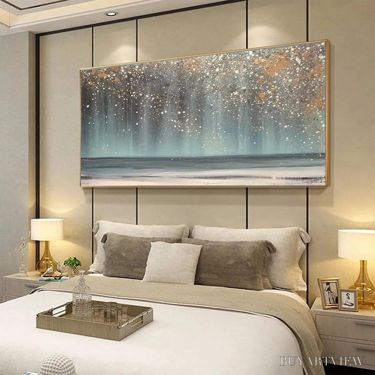 ARTOVITAS Aurora Dust – Textured Abstract Ocean Painting with Gold Accents - image 4