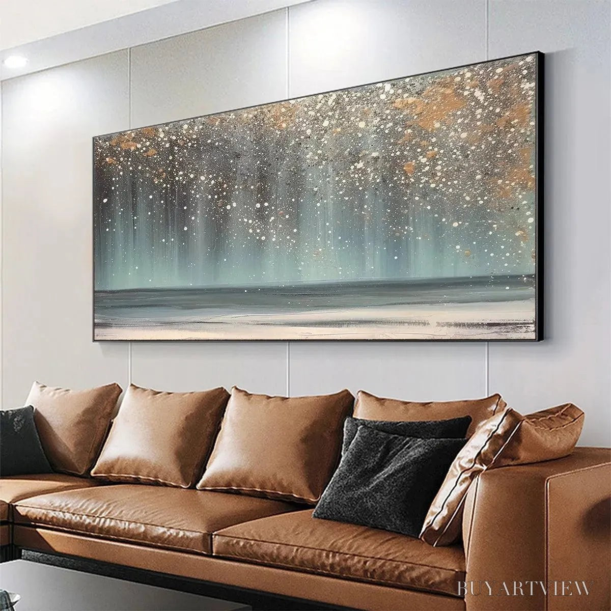 ARTOVITAS Aurora Dust – Textured Abstract Ocean Painting with Gold Accents - image 6