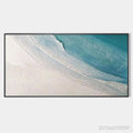 ARTOVITAS Azure Shores – Textured Abstract Beach Painting in Blue and White - image 1