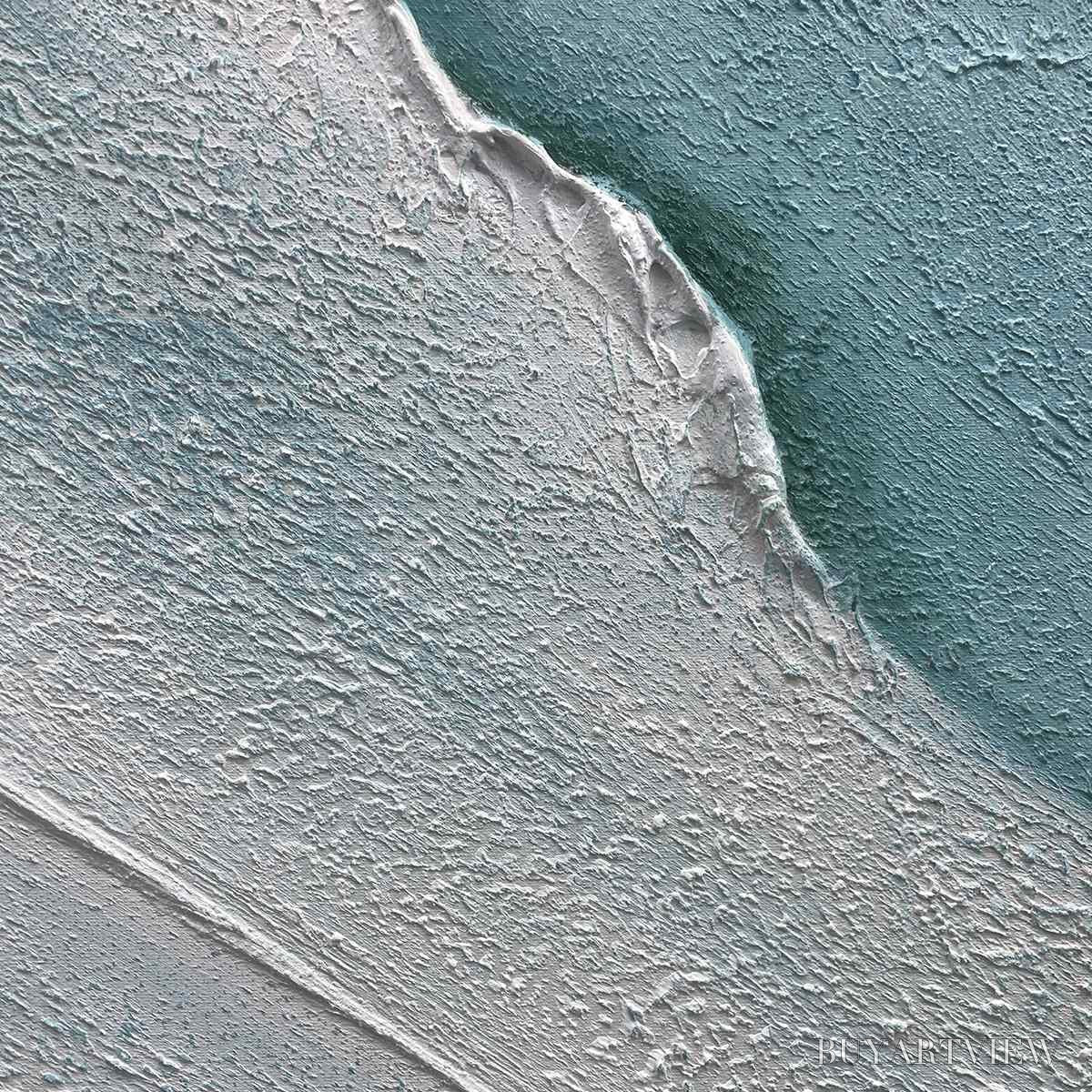 ARTOVITAS Azure Shores – Textured Abstract Beach Painting in Blue and White - image 3