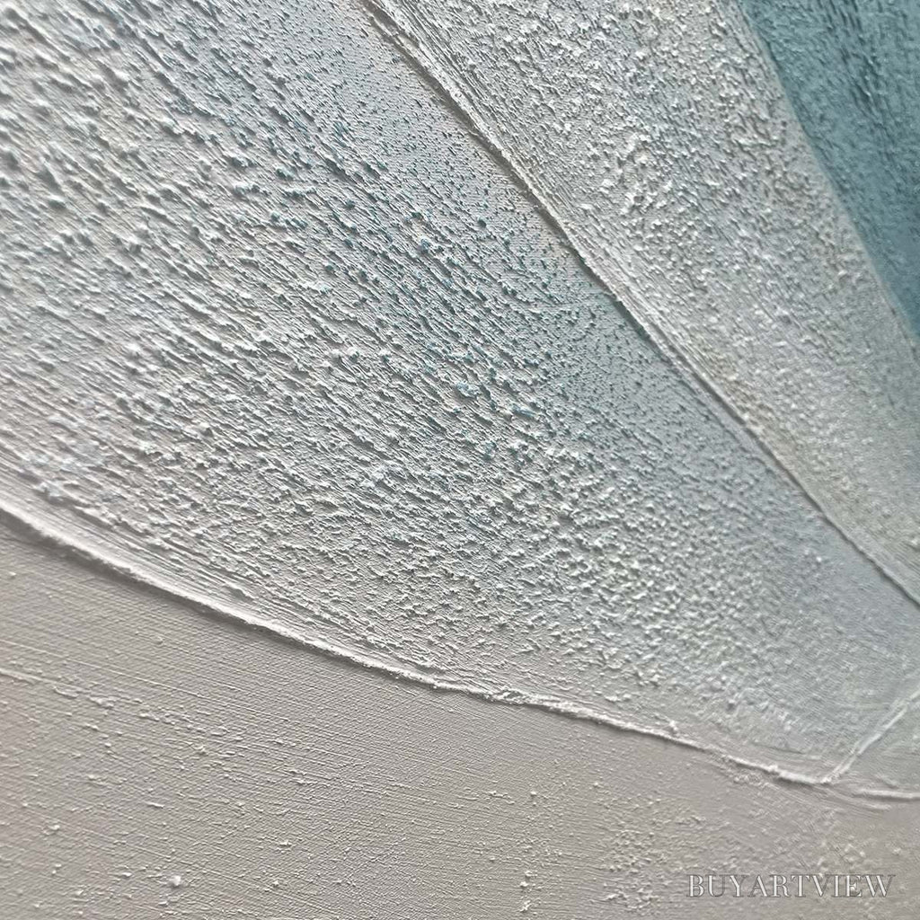 ARTOVITAS Azure Shores – Textured Abstract Beach Painting in Blue and White - image 5