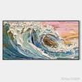 ARTOVITAS Coral Crest – Textured Ocean Wave Painting in Pink and Blue - image 1