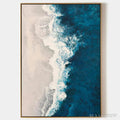 ARTOVITAS Azure Coast – Blue and Beige Abstract Coastal Painting - image 1