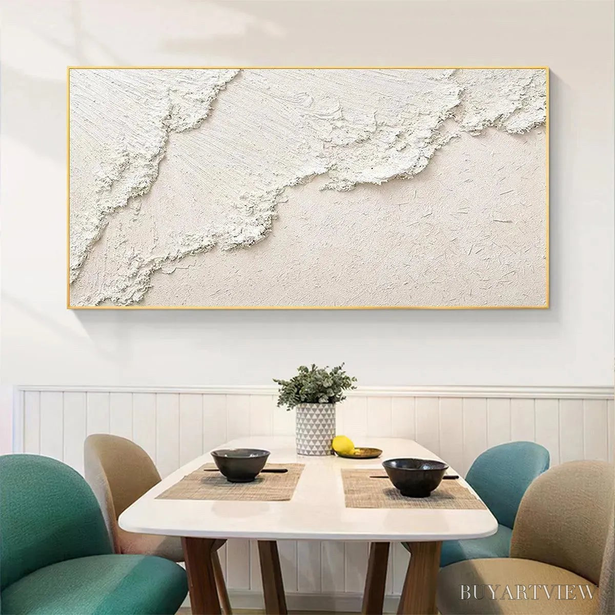 ARTOVITAS White Crest – Textured White Abstract Seascape Impasto Painting - image 6