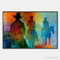 ARTOVITAS Horizon Riders – Textured Abstract Western Painting of Riders on Horseback - image 1