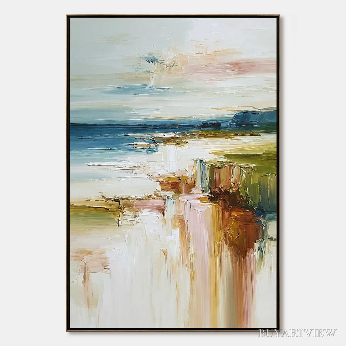 ARTOVITAS Coastal Serenity – Textured Abstract Coastal Landscape Painting - image 1