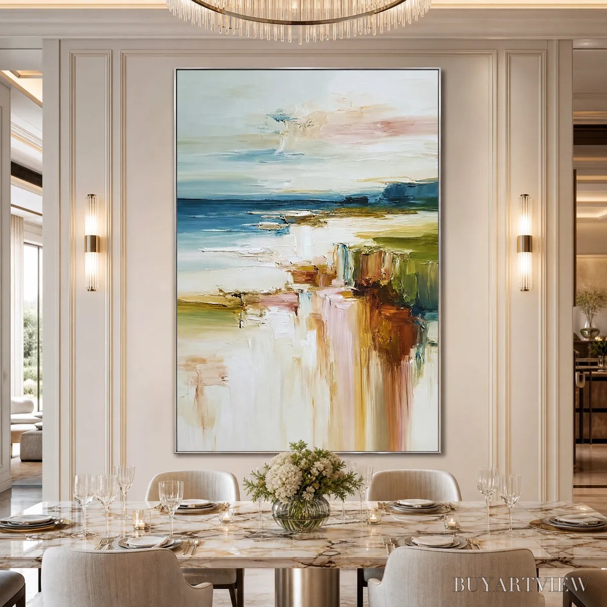 ARTOVITAS Coastal Serenity – Textured Abstract Coastal Landscape Painting - image 2