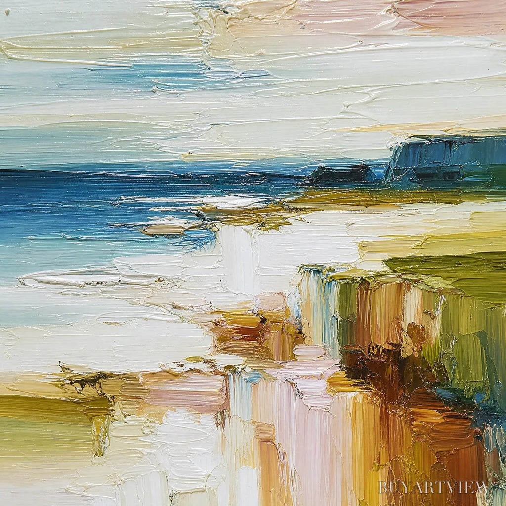 ARTOVITAS Coastal Serenity – Textured Abstract Coastal Landscape Painting - image 3