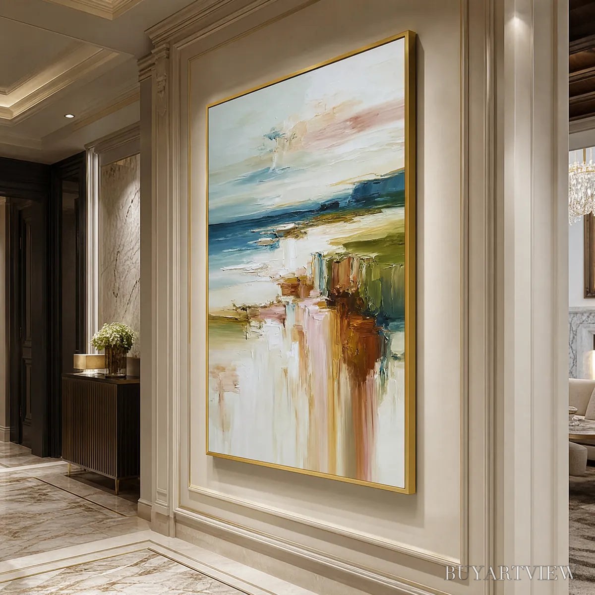 ARTOVITAS Coastal Serenity – Textured Abstract Coastal Landscape Painting - image 5