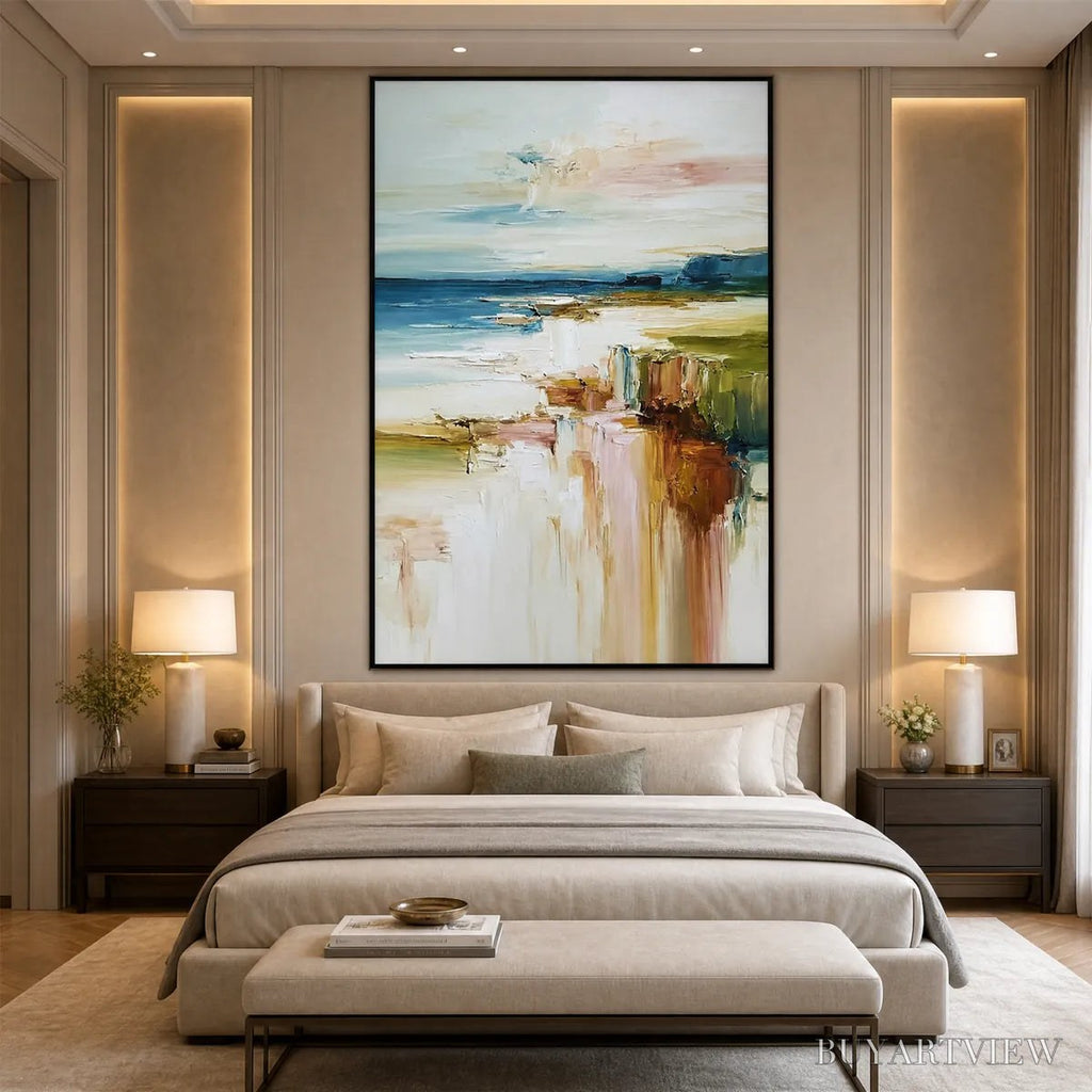 ARTOVITAS Coastal Serenity – Textured Abstract Coastal Landscape Painting - image 6