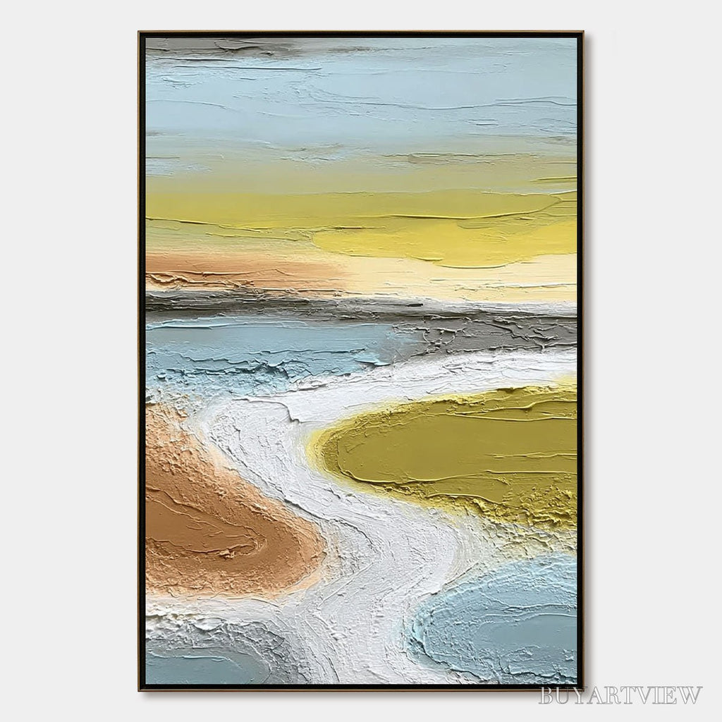 ARTOVITAS Serene Path – Textured Wabi-Sabi Abstract River Landscape - image 1