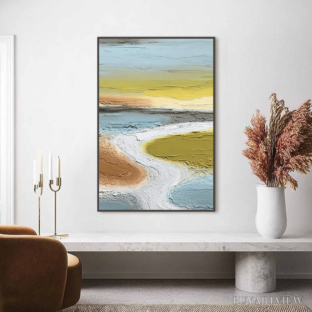 ARTOVITAS Serene Path – Textured Wabi-Sabi Abstract River Landscape - image 2