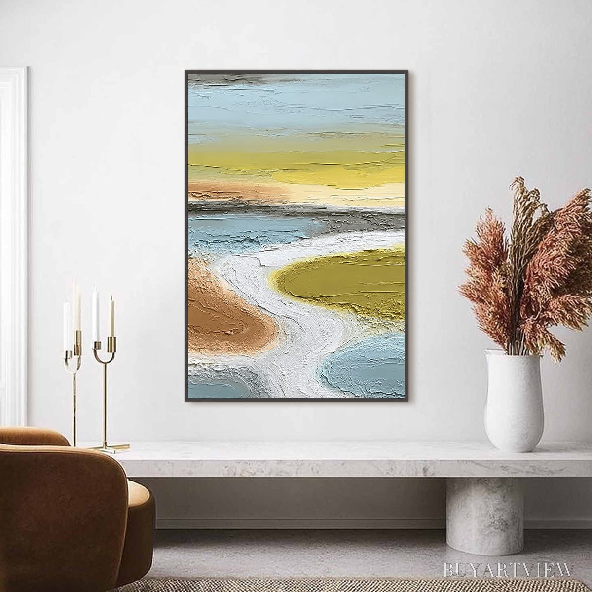 ARTOVITAS Serene Path – Textured Wabi-Sabi Abstract River Landscape - image 2