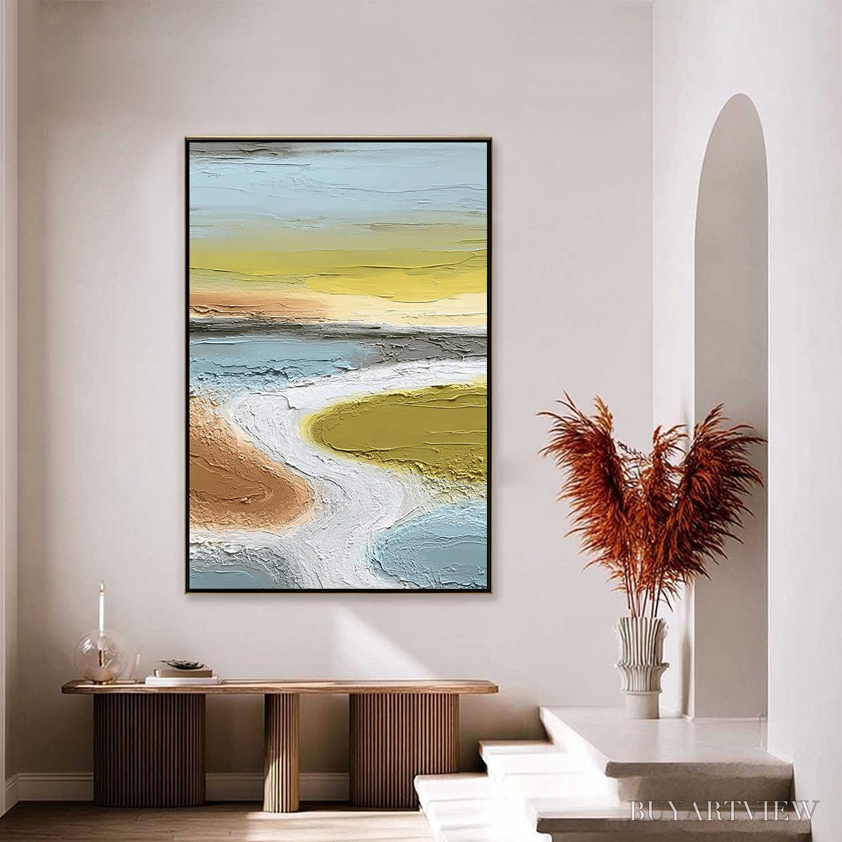 ARTOVITAS Serene Path – Textured Wabi-Sabi Abstract River Landscape - image 4