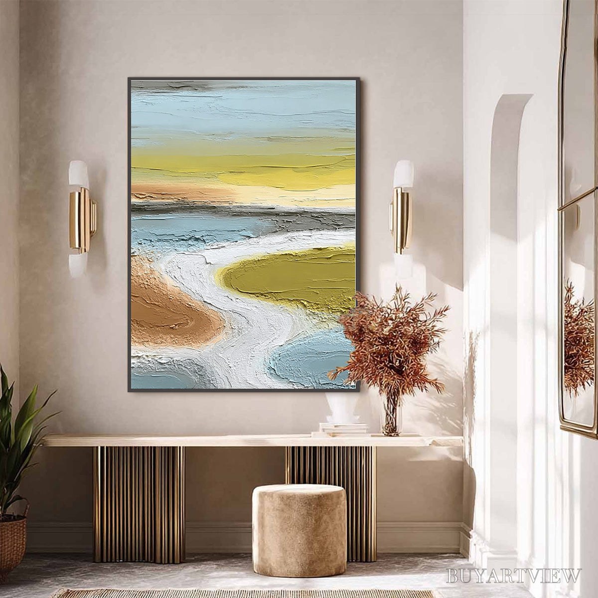 ARTOVITAS Serene Path – Textured Wabi-Sabi Abstract River Landscape - image 6