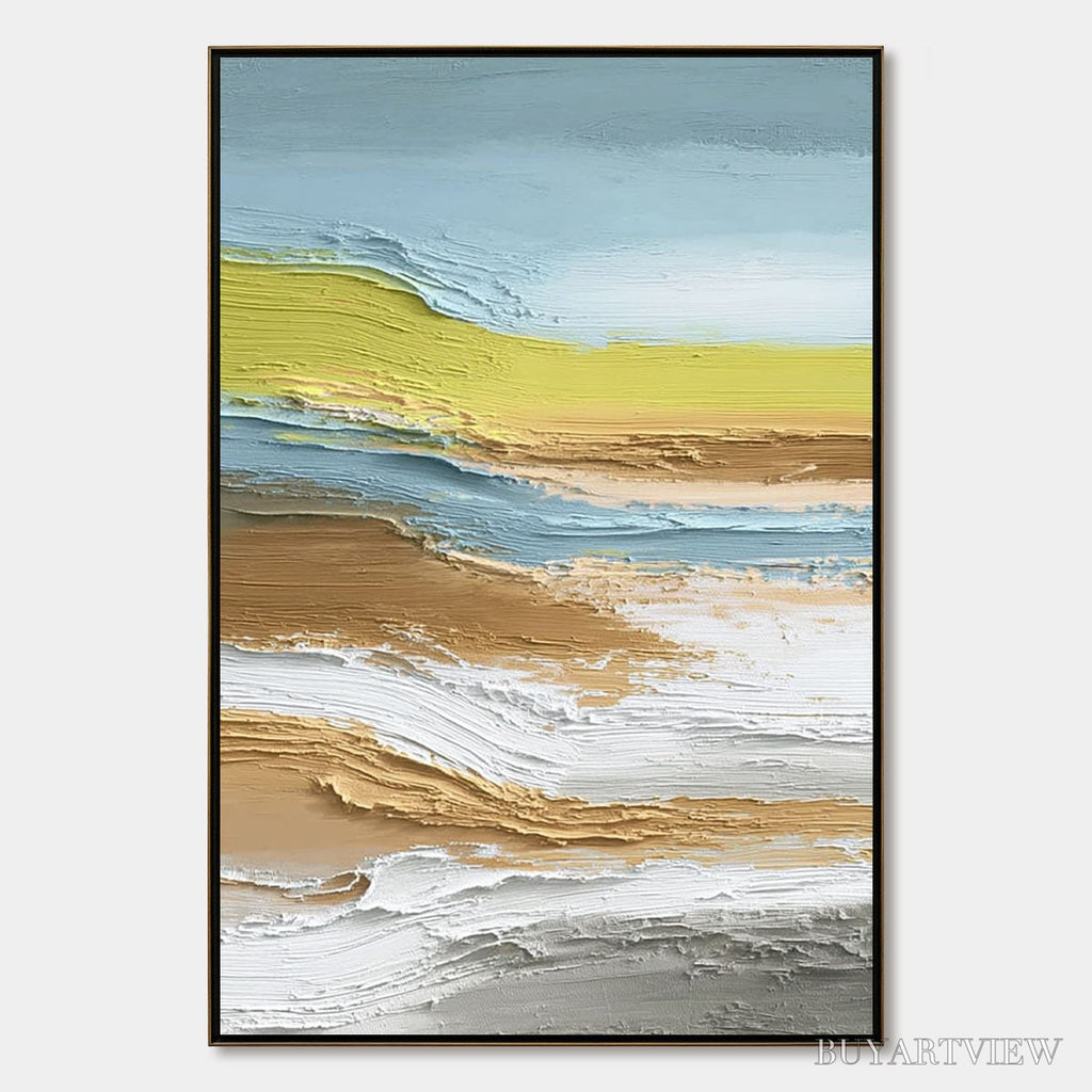 ARTOVITAS Coastal Drift – Vertical Textured Abstract Coastal Landscape Painting - image 1