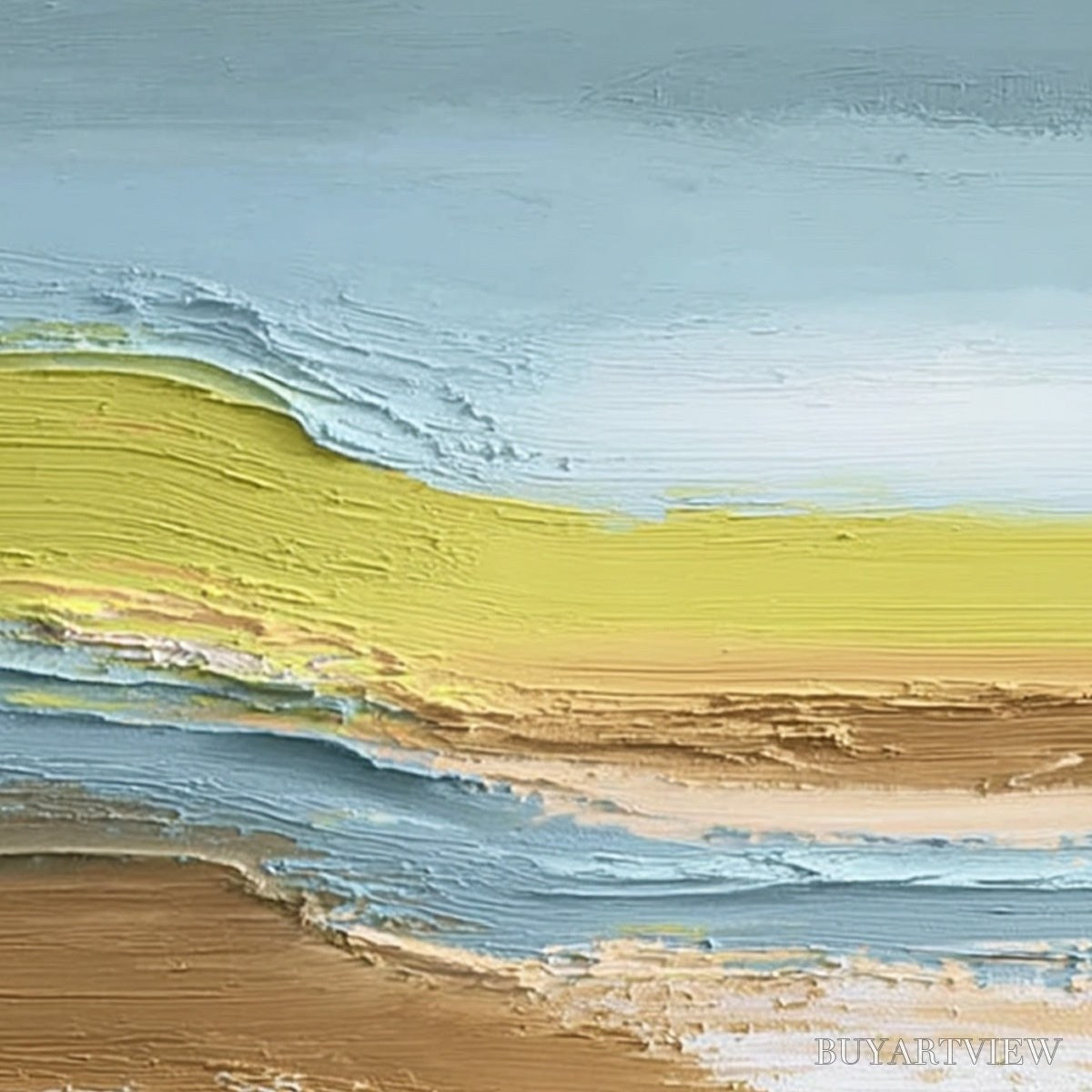 ARTOVITAS Coastal Drift – Vertical Textured Abstract Coastal Landscape Painting - image 3