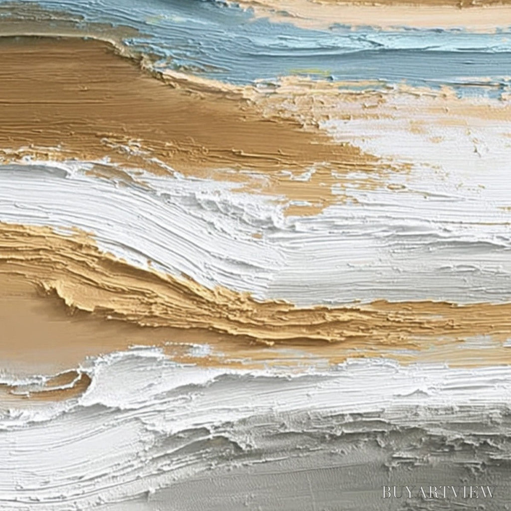 ARTOVITAS Coastal Drift – Vertical Textured Abstract Coastal Landscape Painting - image 5