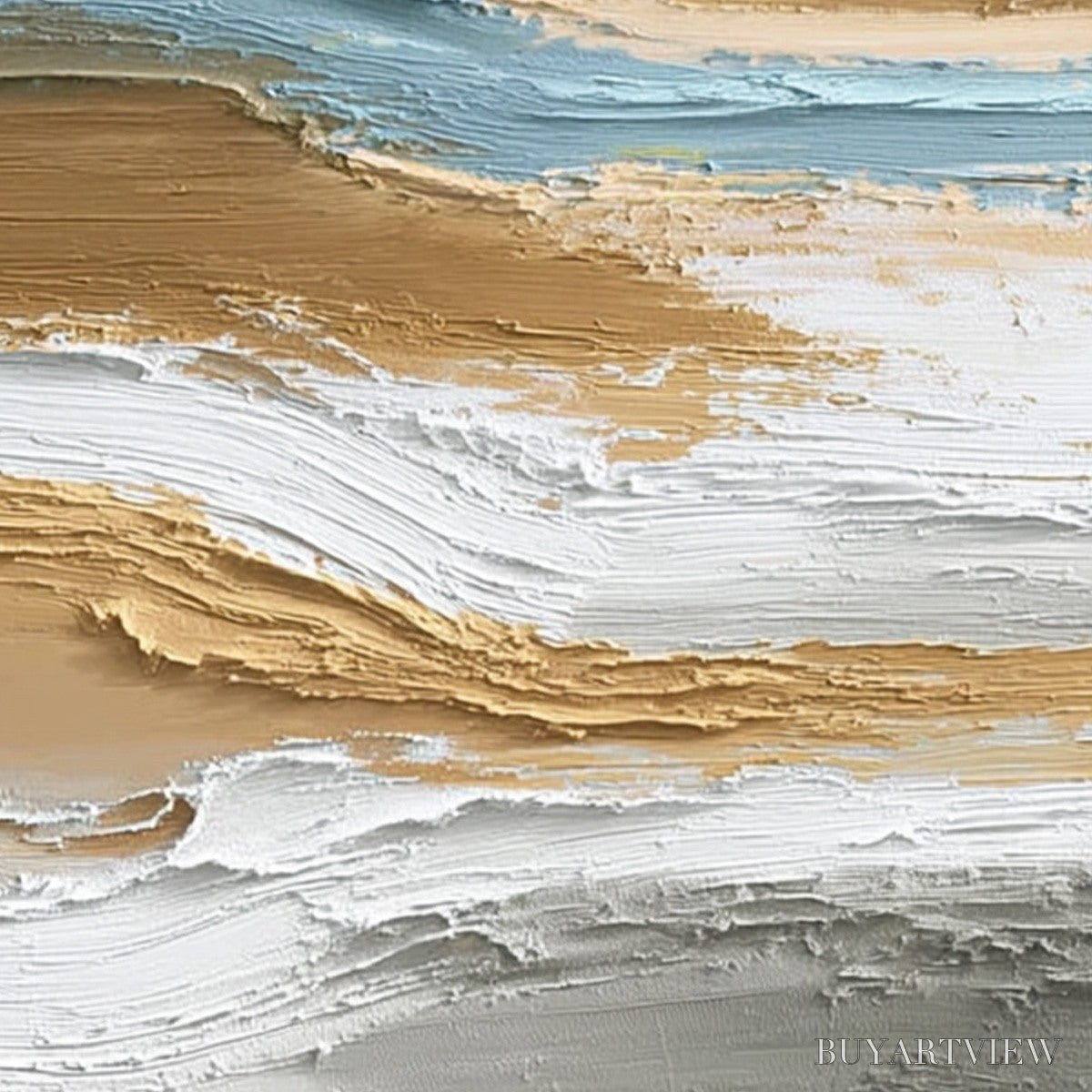 ARTOVITAS Coastal Drift – Vertical Textured Abstract Coastal Landscape Painting - image 5