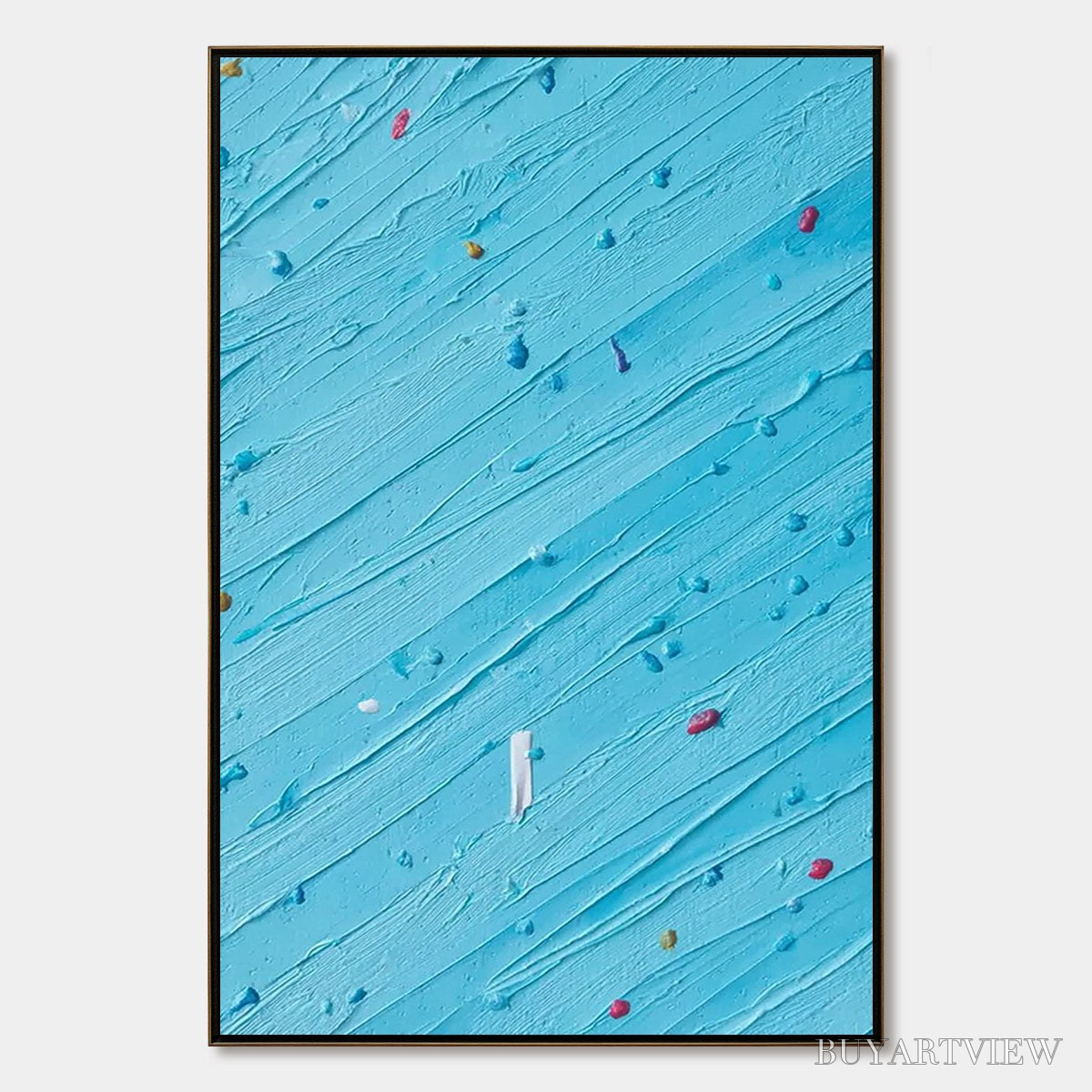 ARTOVITAS Candy Rain – Playful Blue Textured Abstract Impasto - image 1