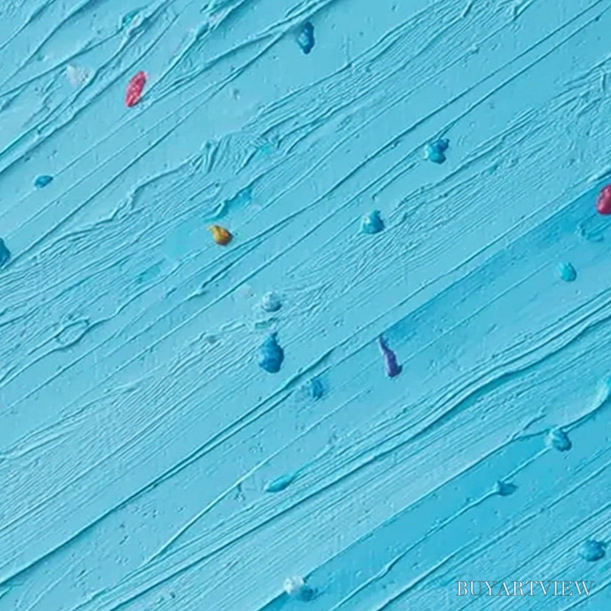 ARTOVITAS Candy Rain – Playful Blue Textured Abstract Impasto - image 3