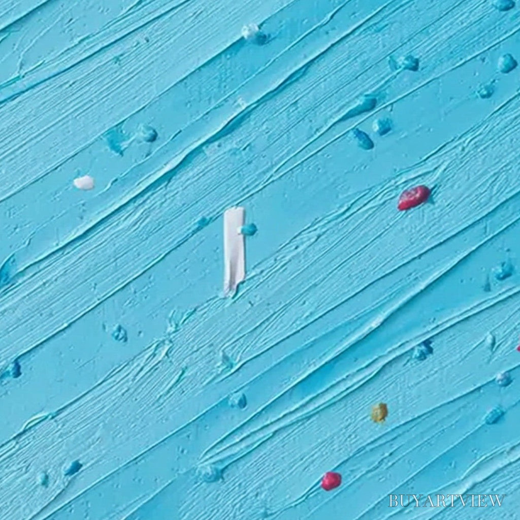 ARTOVITAS Candy Rain – Playful Blue Textured Abstract Impasto - image 5