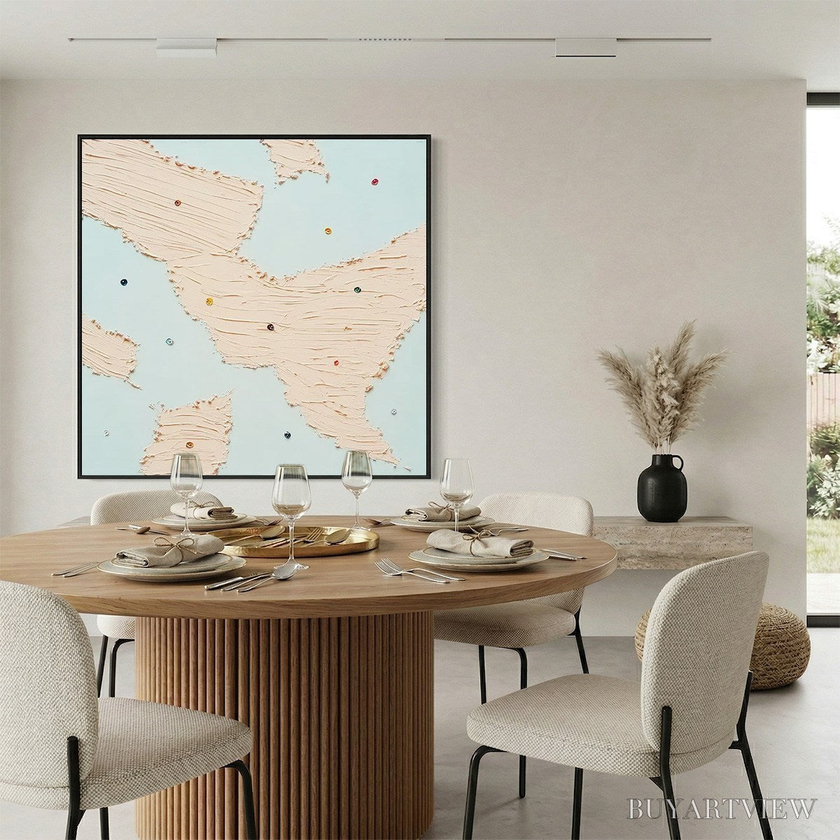 ARTOVITAS Serendipity – Textured Minimalist Painting with Playful Impasto Details - image 4