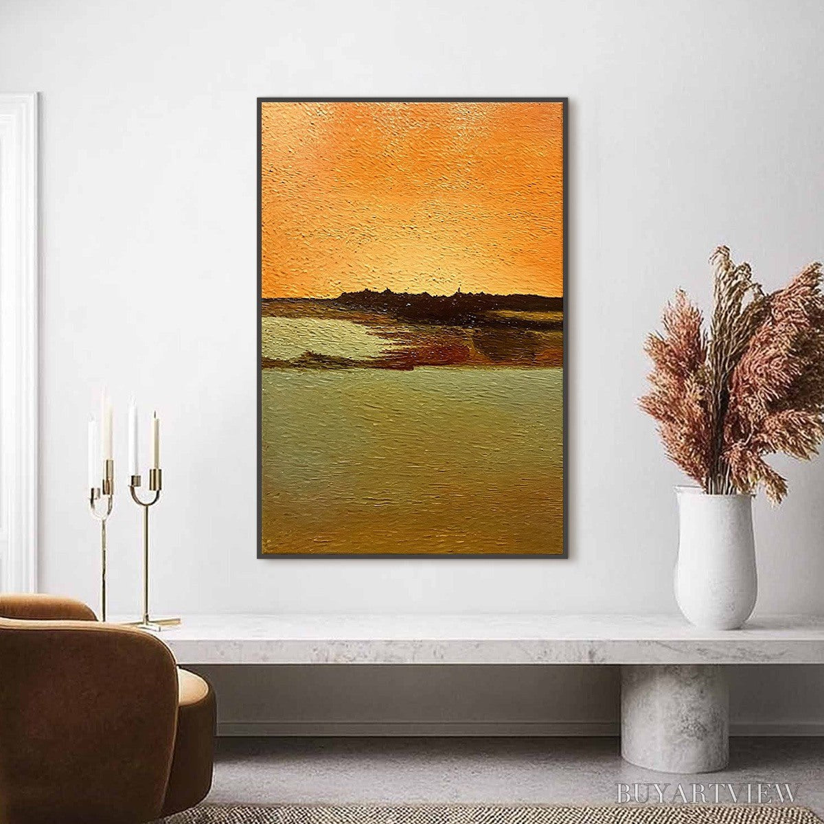 ARTOVITAS Amber Horizon – Textured Impasto Abstract Landscape Painting - image 2