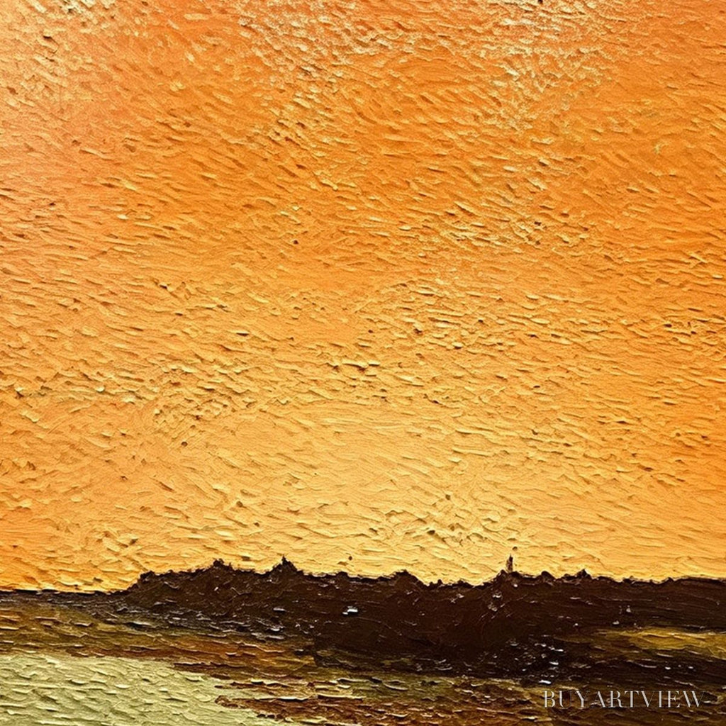 ARTOVITAS Amber Horizon – Textured Impasto Abstract Landscape Painting - image 3