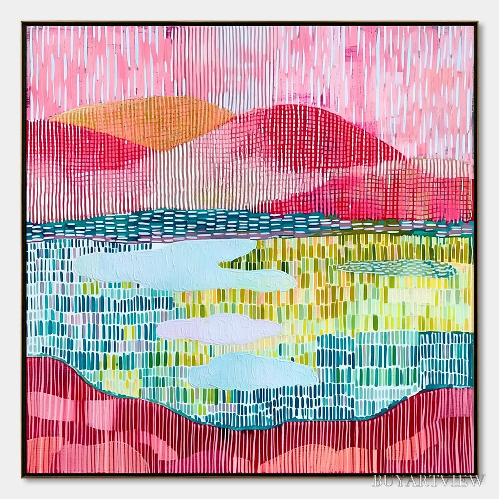 ARTOVITAS Pixelated Dawn – Colorful Textured Abstract Landscape - image 1