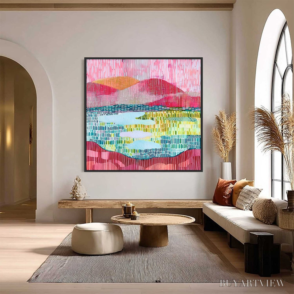 ARTOVITAS Pixelated Dawn – Colorful Textured Abstract Landscape - image 2