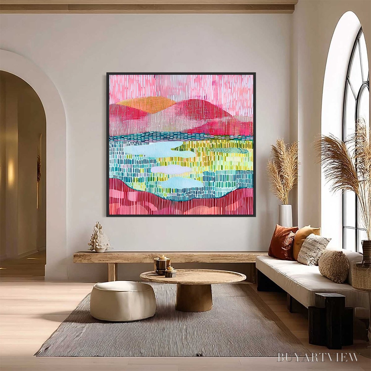 ARTOVITAS Pixelated Dawn – Colorful Textured Abstract Landscape - image 2