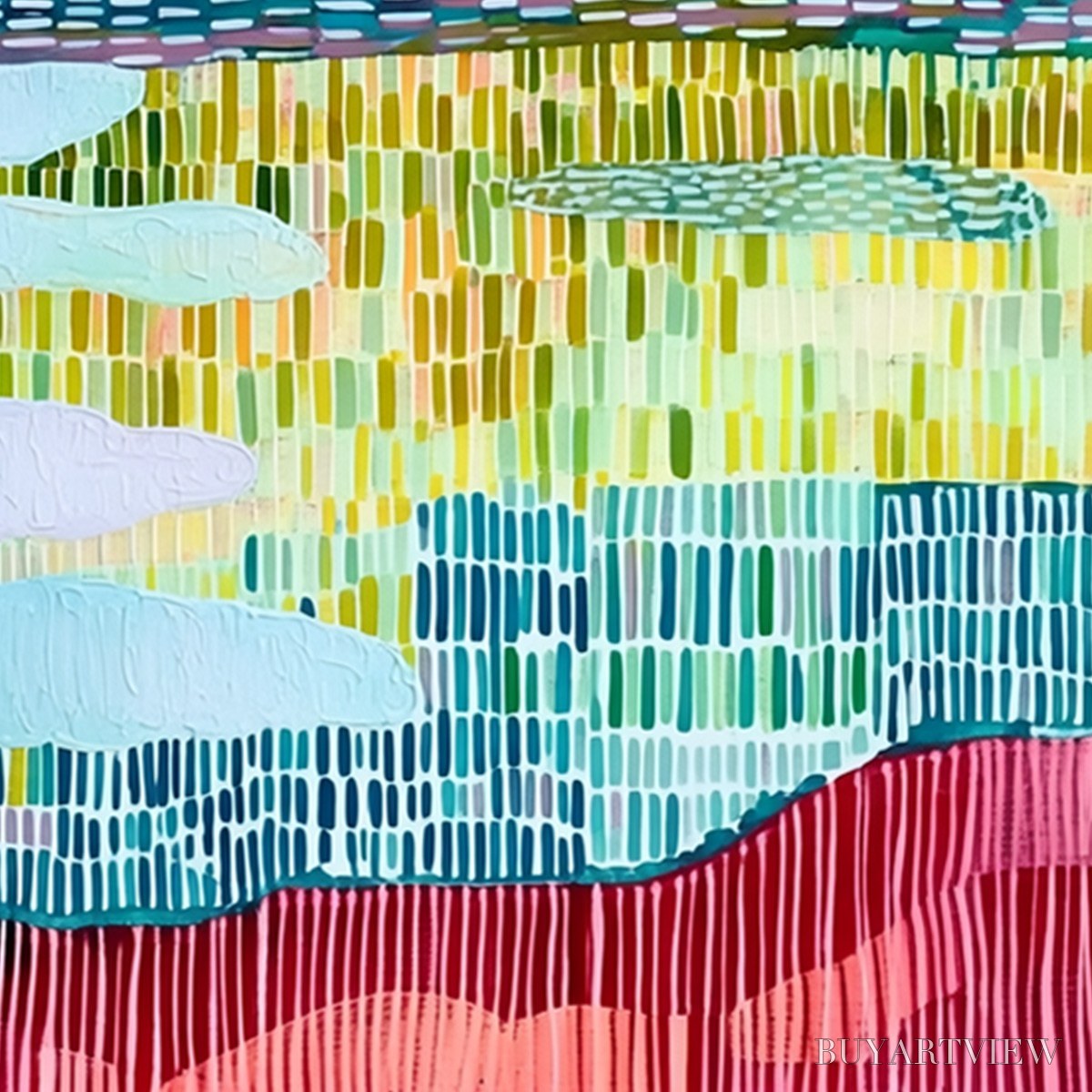 ARTOVITAS Pixelated Dawn – Colorful Textured Abstract Landscape - image 3