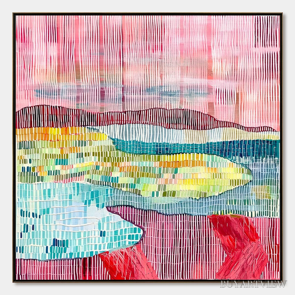 ARTOVITAS Woven Horizon – Vibrant Textured Abstract Landscape Painting - image 1