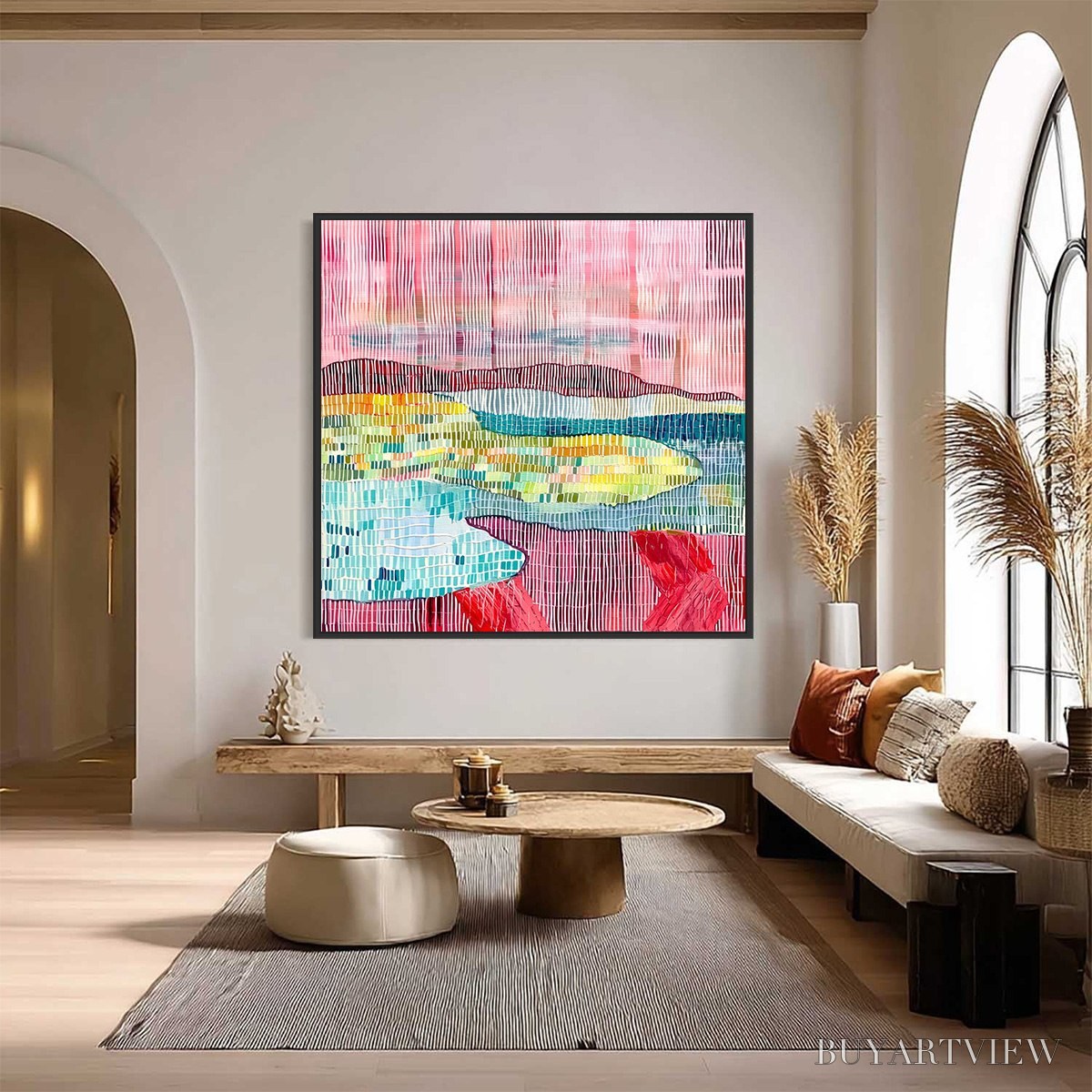 ARTOVITAS Woven Horizon – Vibrant Textured Abstract Landscape Painting - image 2