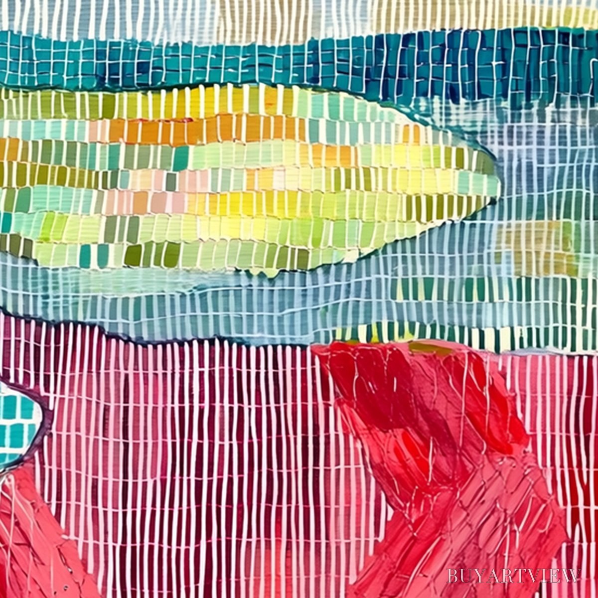 ARTOVITAS Woven Horizon – Vibrant Textured Abstract Landscape Painting - image 3