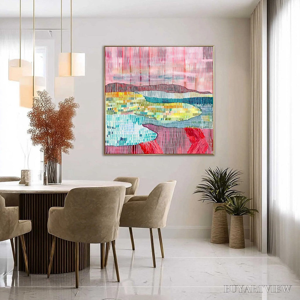 ARTOVITAS Woven Horizon – Vibrant Textured Abstract Landscape Painting - image 4