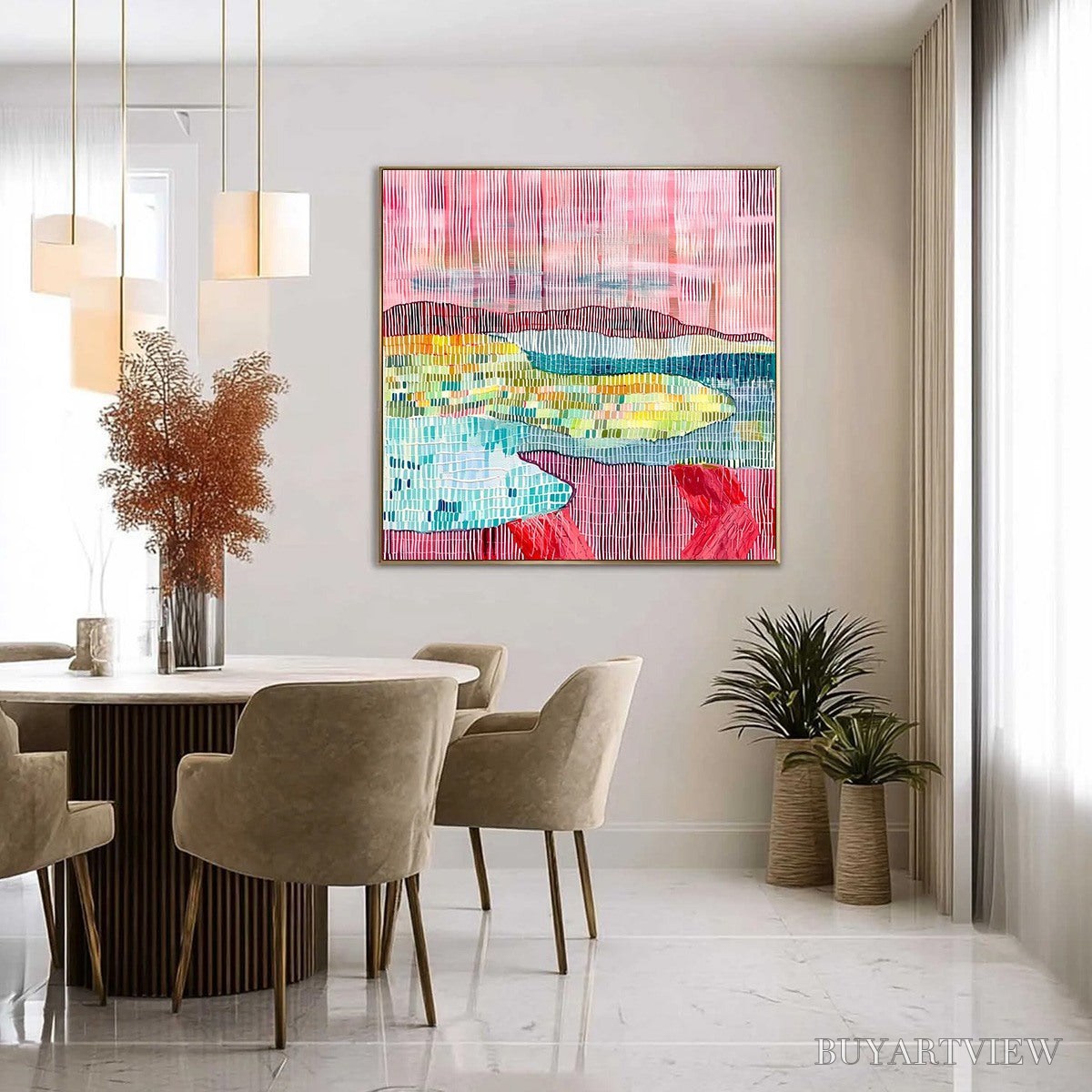 ARTOVITAS Woven Horizon – Vibrant Textured Abstract Landscape Painting - image 4