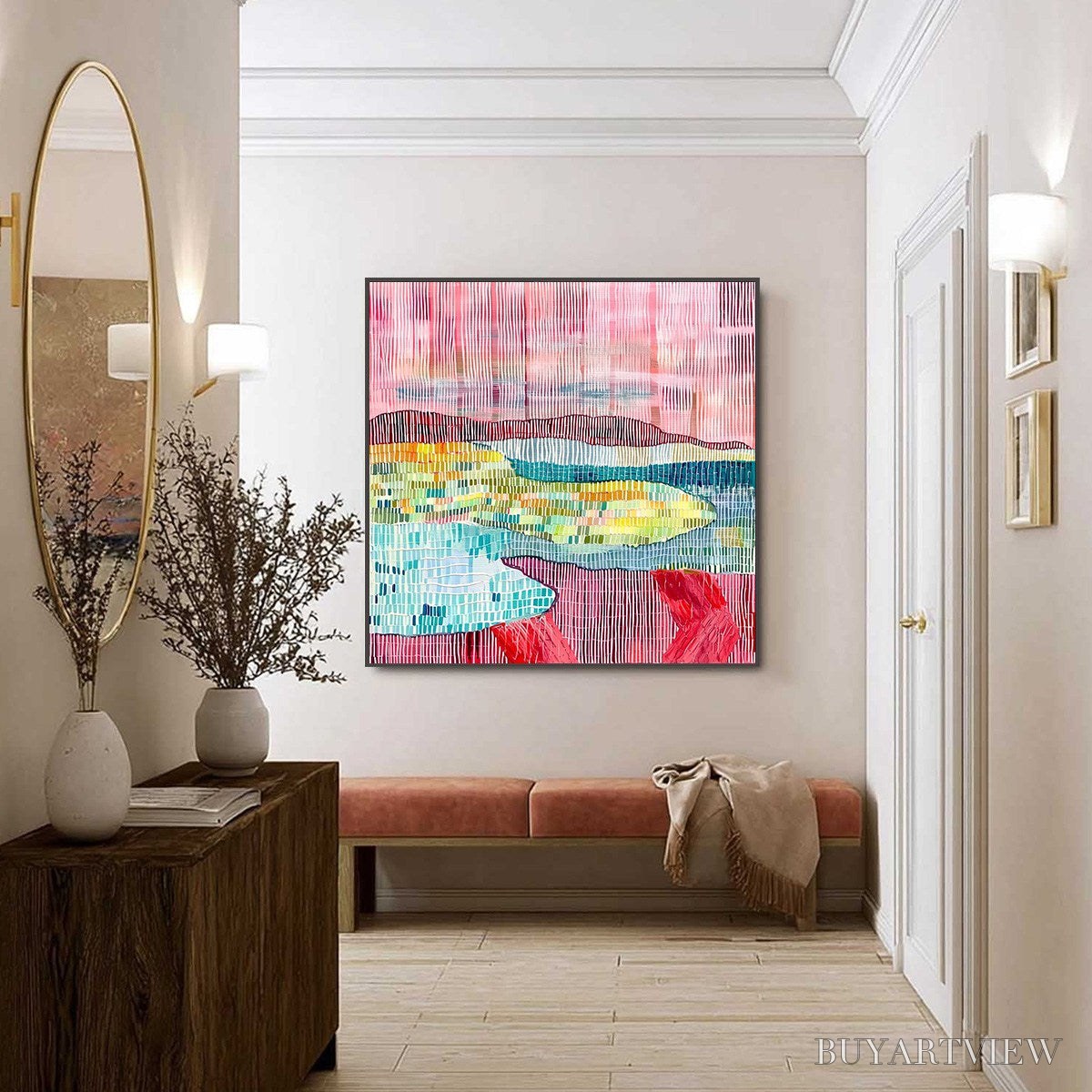 ARTOVITAS Woven Horizon – Vibrant Textured Abstract Landscape Painting - image 6