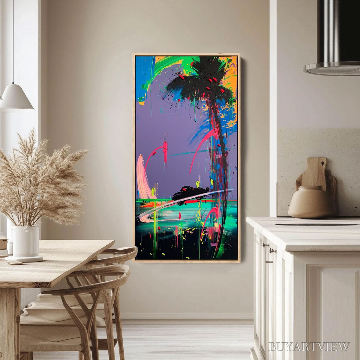 ARTOVITAS Vice City – Vibrant Abstract Impasto Painting of a Night Drive - image 2