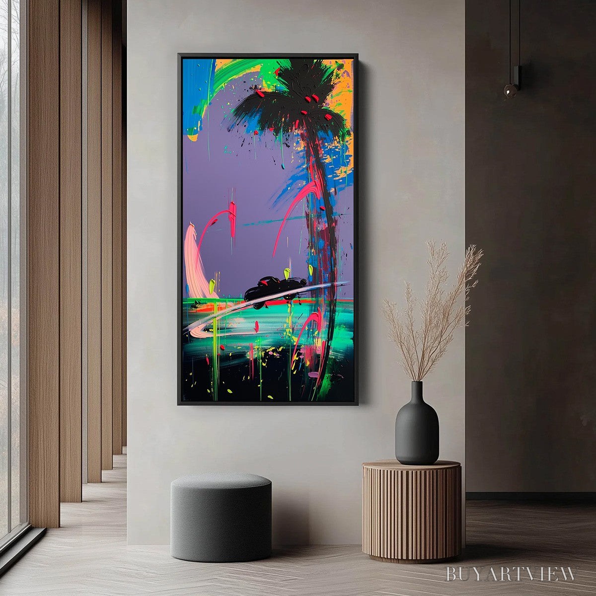 ARTOVITAS Vice City – Vibrant Abstract Impasto Painting of a Night Drive - image 4