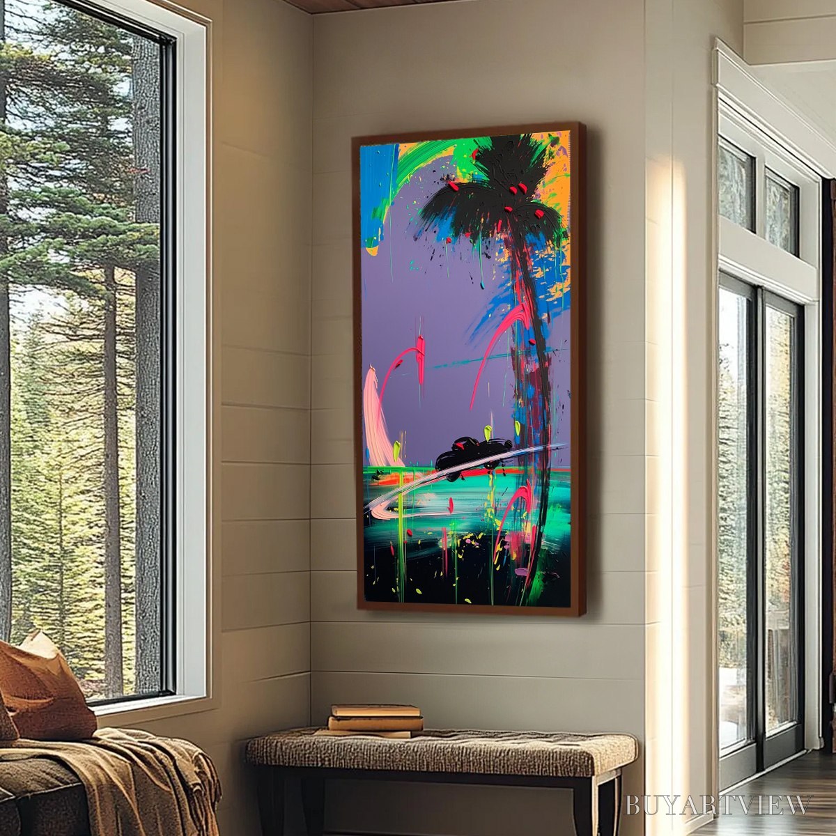 ARTOVITAS Vice City – Vibrant Abstract Impasto Painting of a Night Drive - image 6
