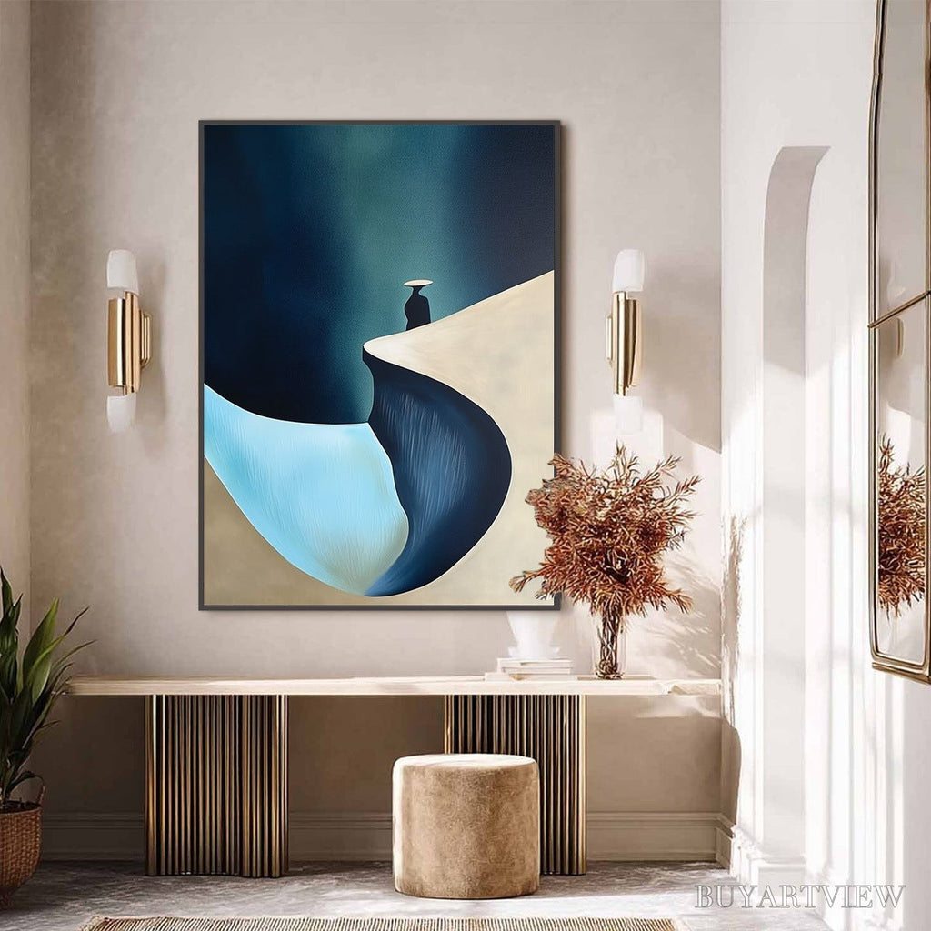 ARTOVITAS Solitude'S Edge – Minimalist Abstract Landscape with Figure Painting - image 6