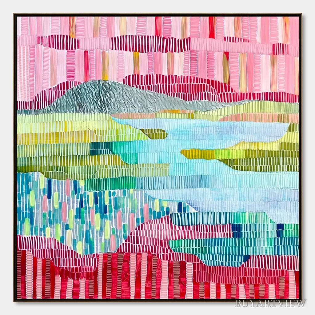 ARTOVITAS Chromatic Weave – Colorful Abstract Textured Landscape Painting - image 1