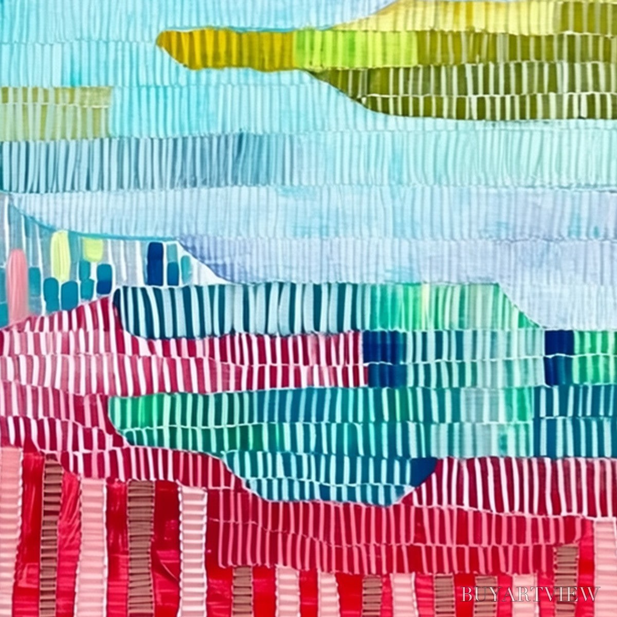 ARTOVITAS Chromatic Weave – Colorful Abstract Textured Landscape Painting - image 3