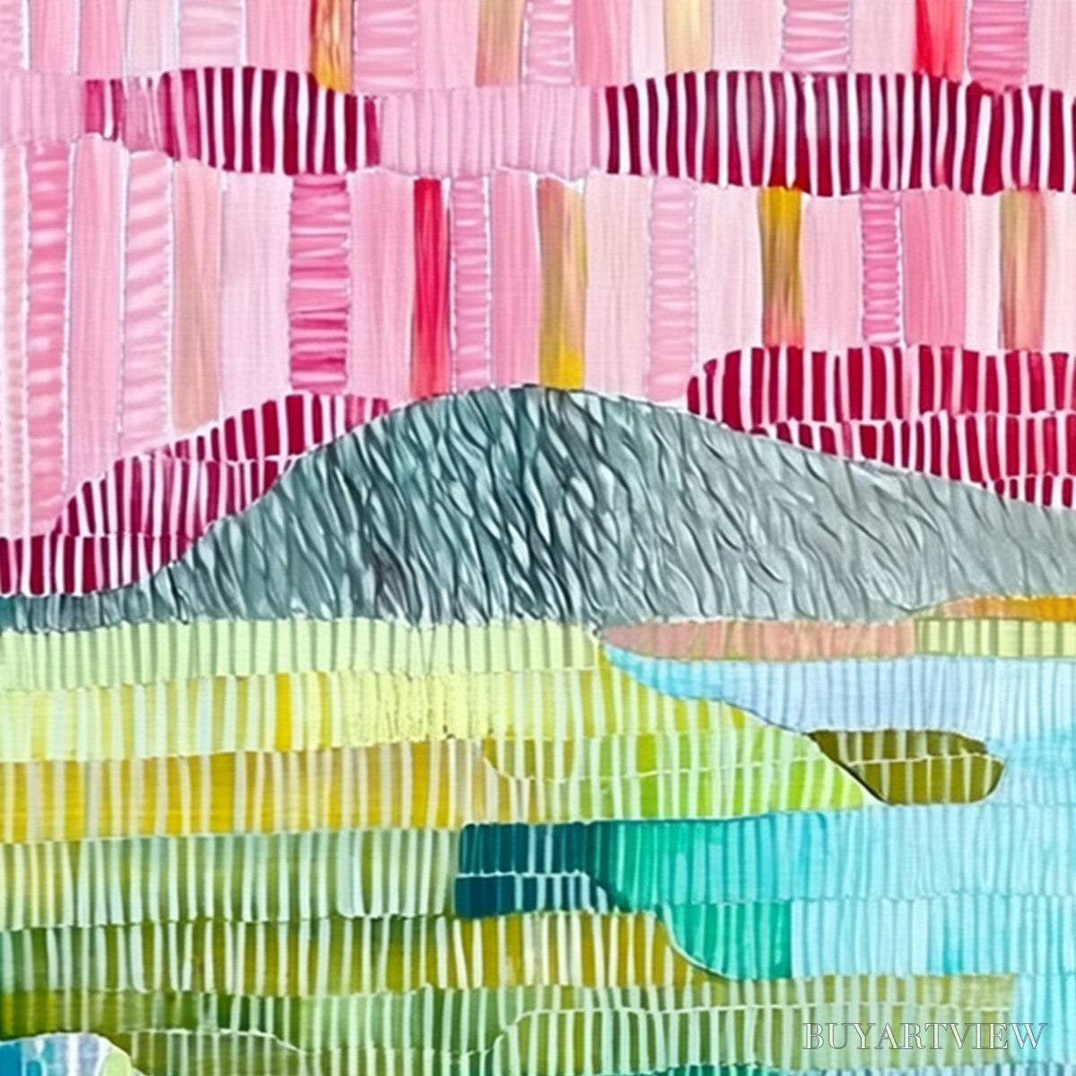 ARTOVITAS Chromatic Weave – Colorful Abstract Textured Landscape Painting - image 5